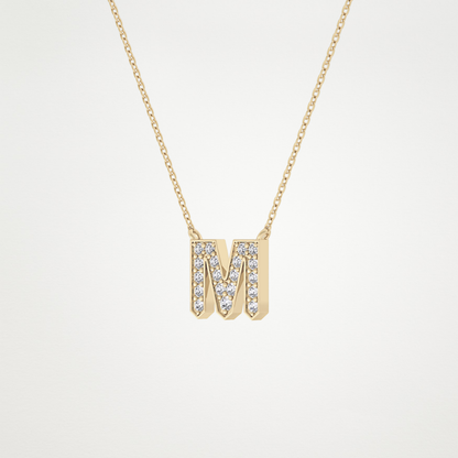 0.202 TCW Round Lab Grown Diamond M Initial Pendant Necklace