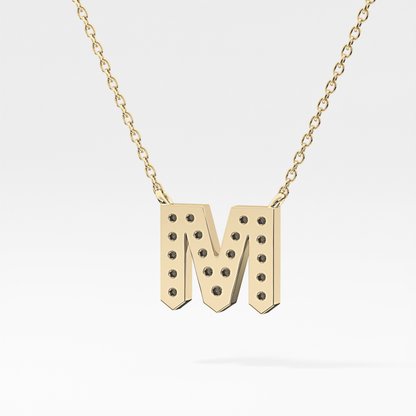 0.202 TCW Round Lab Grown Diamond M Initial Pendant Necklace