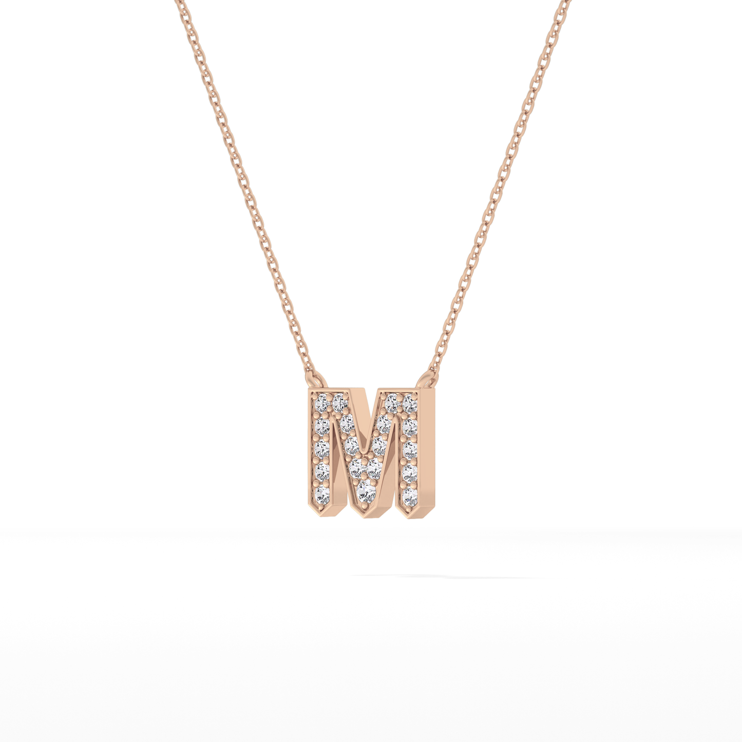 0.202 TCW Round Lab Grown Diamond M Initial Pendant Necklace