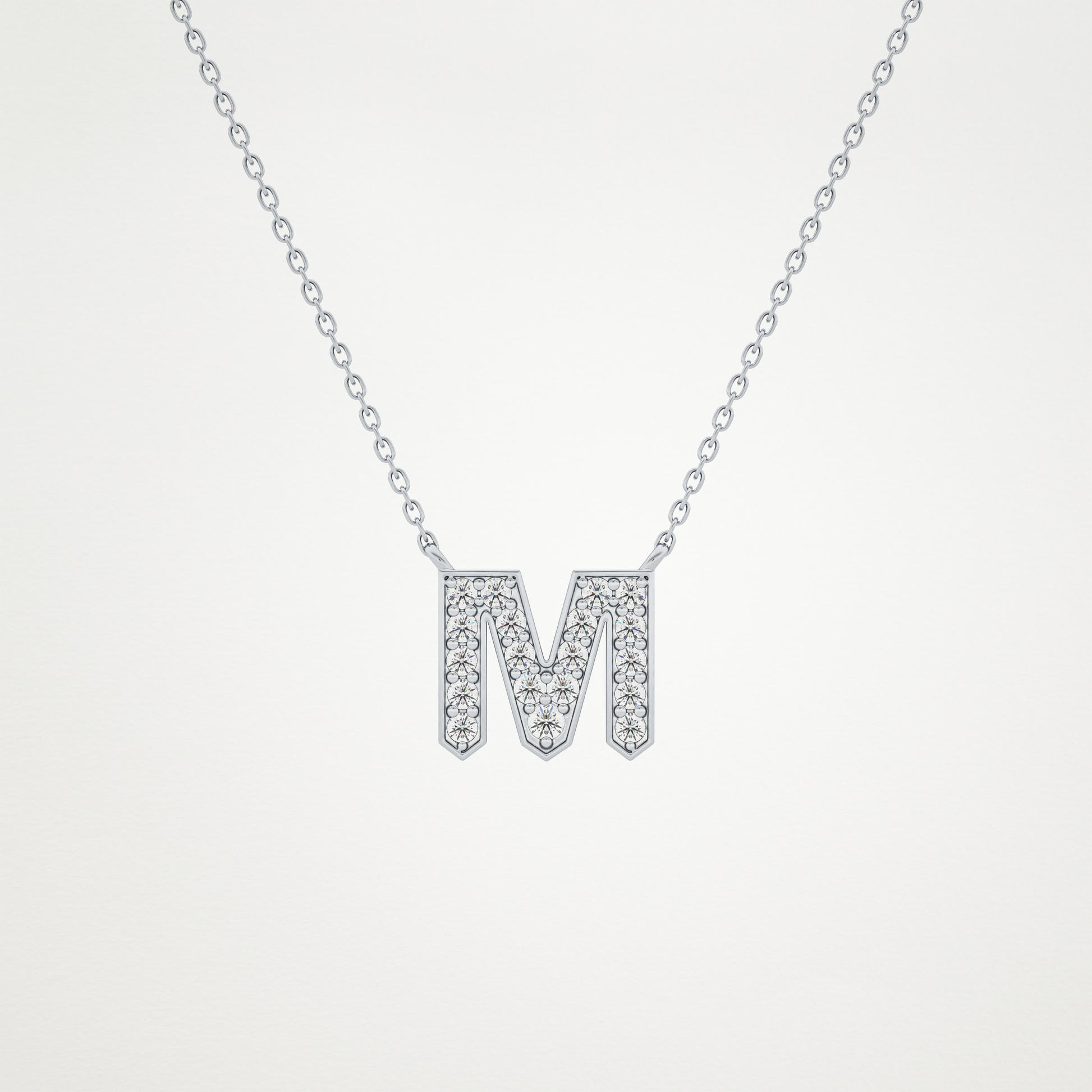 0.202 TCW Round Lab Grown Diamond M Initial Pendant Necklace