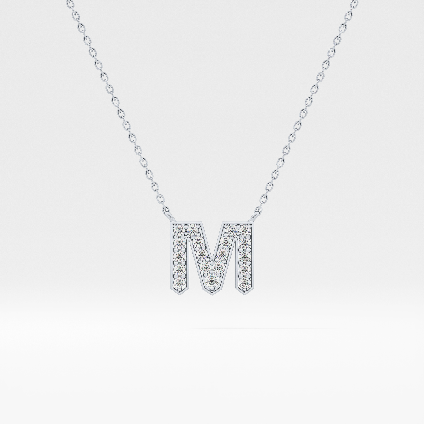 0.202 TCW Round Lab Grown Diamond M Initial Pendant Necklace