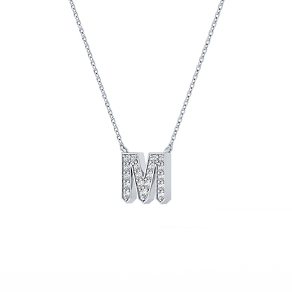 0.202 TCW Round Lab Grown Diamond M Initial Pendant Necklace