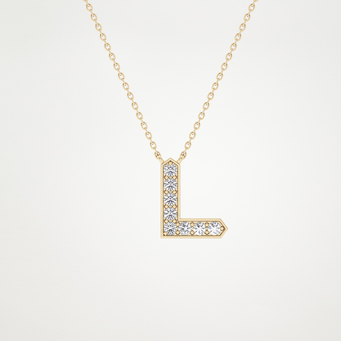 0.24 TCW Round Lab Grown Diamond L Initial Pendant Necklace