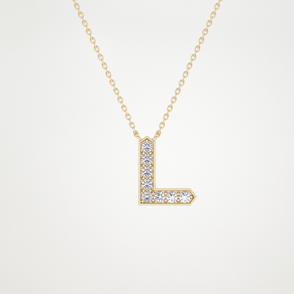 0.24 TCW Round Lab Grown Diamond L Initial Pendant Necklace
