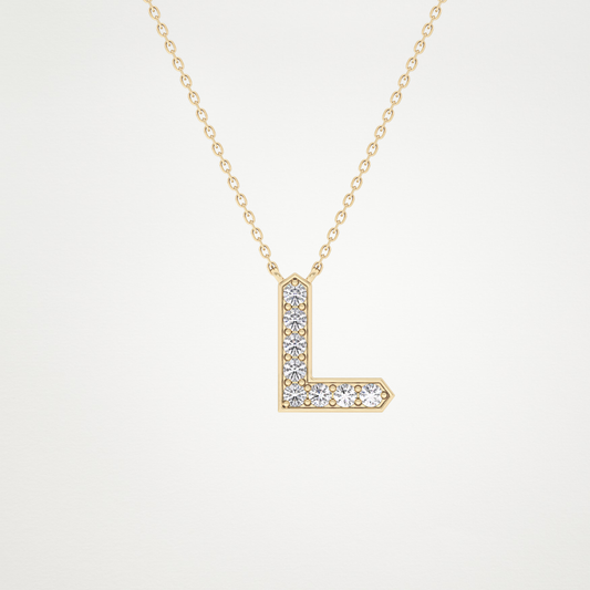 0.24 TCW Round Lab Grown Diamond L Initial Pendant Necklace