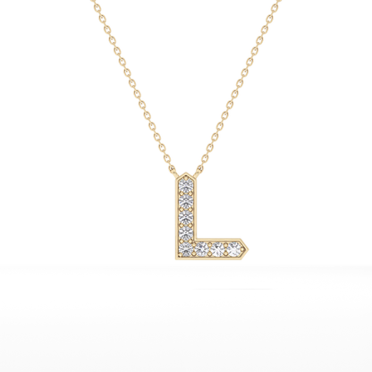 0.24 TCW Round Lab Grown Diamond L Initial Pendant Necklace