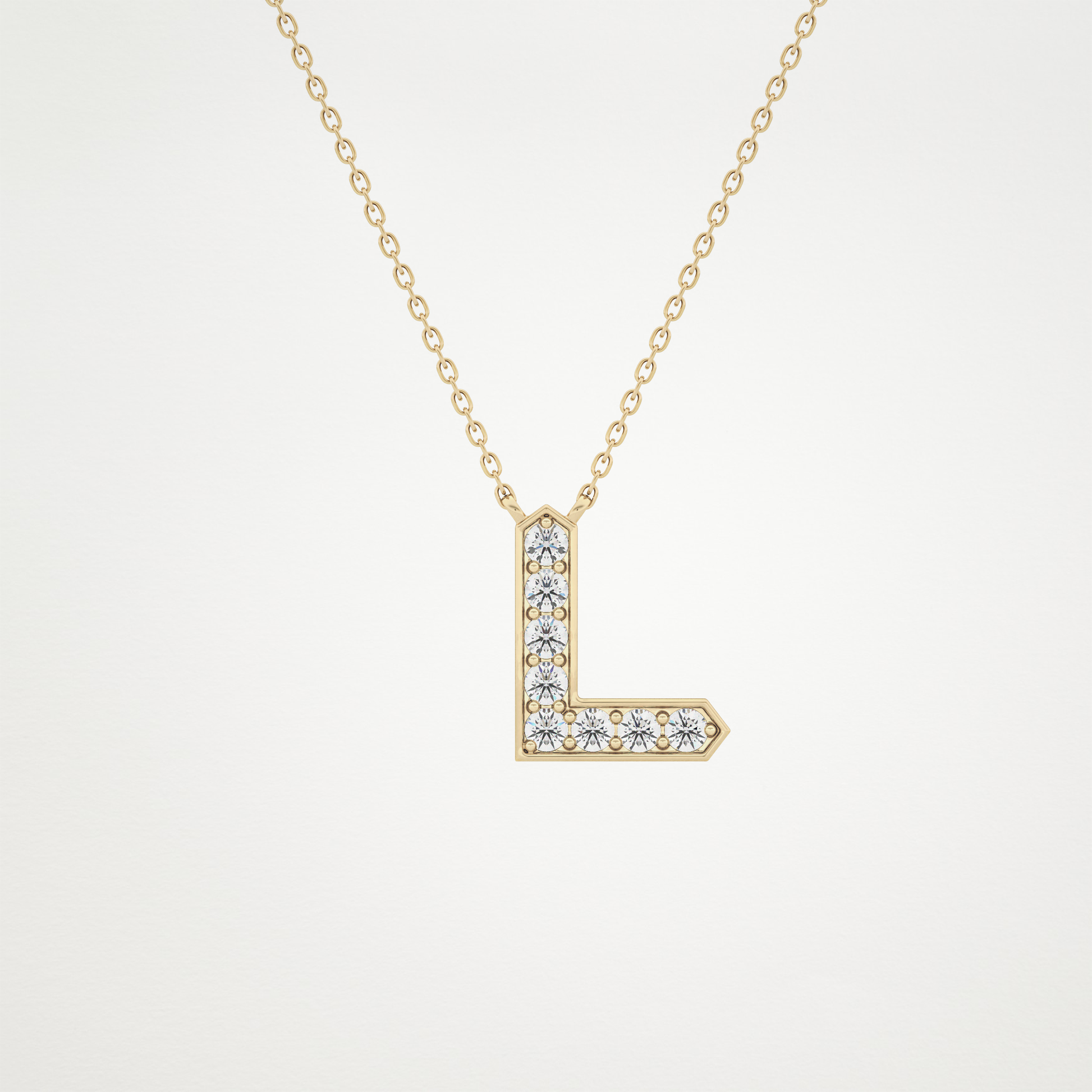 0.24 TCW Round Lab Grown Diamond L Initial Pendant Necklace