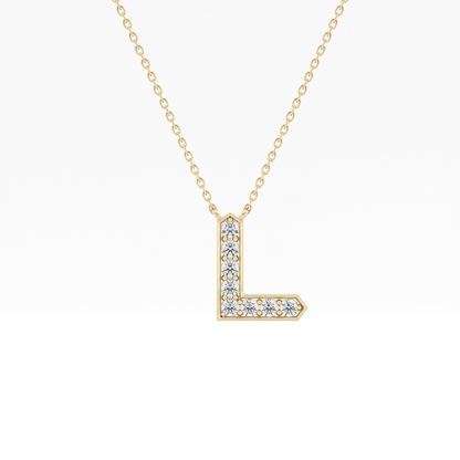 0.24 TCW Round Lab Grown Diamond L Initial Pendant Necklace