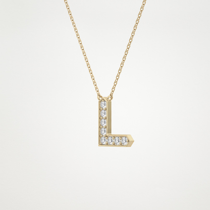 0.24 TCW Round Lab Grown Diamond L Initial Pendant Necklace