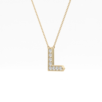 0.24 TCW Round Lab Grown Diamond L Initial Pendant Necklace
