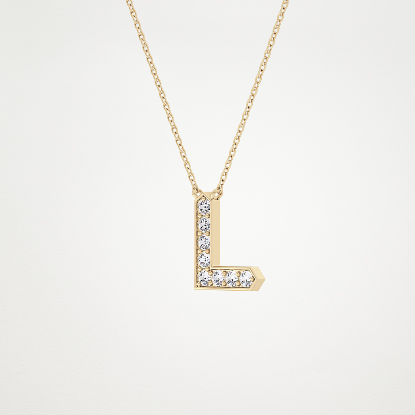 0.24 TCW Round Lab Grown Diamond L Initial Pendant Necklace