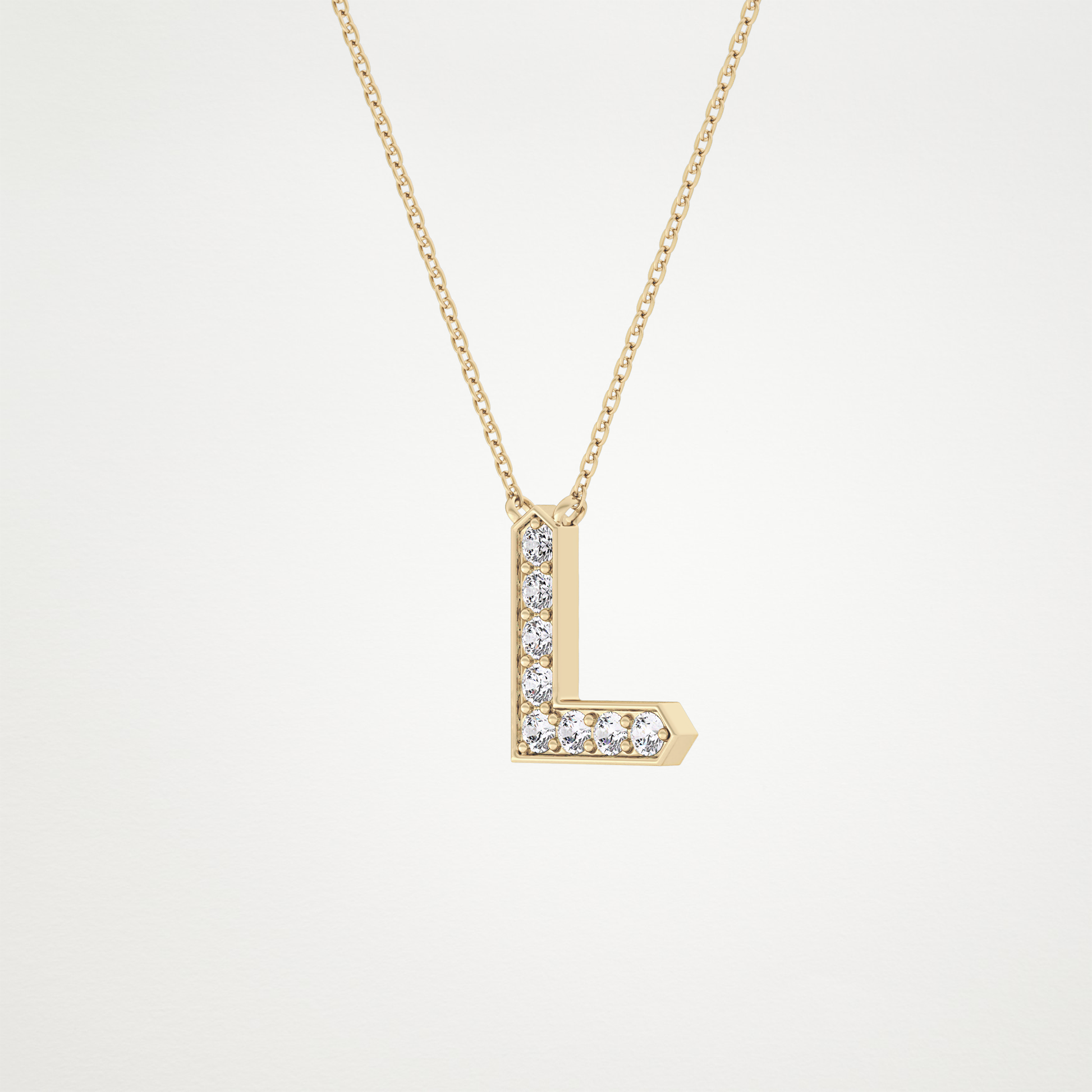 0.24 TCW Round Lab Grown Diamond L Initial Pendant Necklace