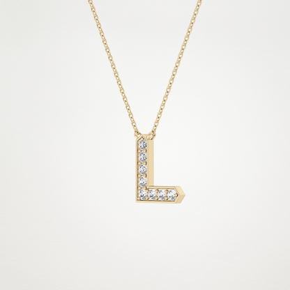 0.24 TCW Round Lab Grown Diamond L Initial Pendant Necklace