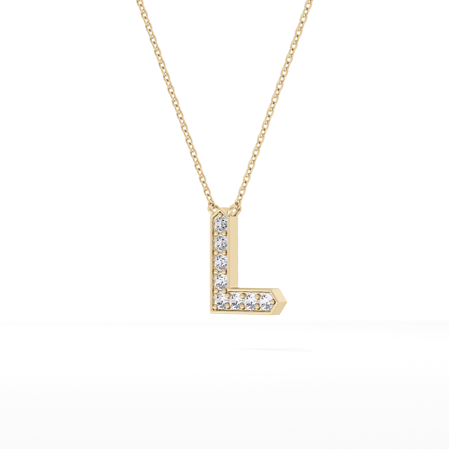 0.24 TCW Round Lab Grown Diamond L Initial Pendant Necklace
