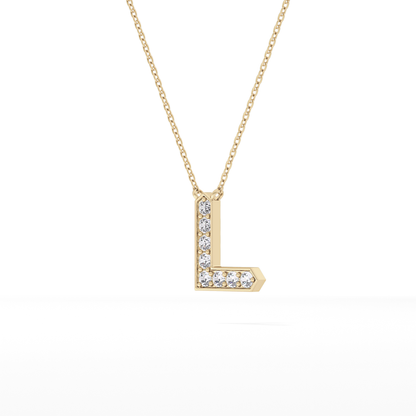 0.24 TCW Round Lab Grown Diamond L Initial Pendant Necklace