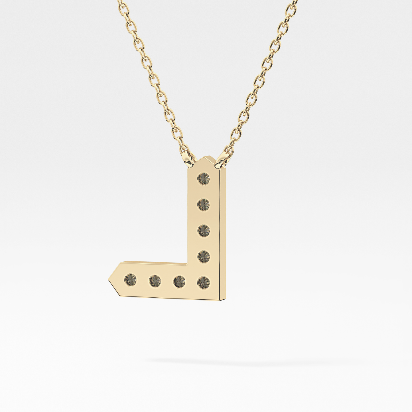 0.24 TCW Round Lab Grown Diamond L Initial Pendant Necklace