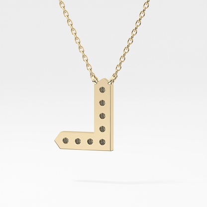 0.24 TCW Round Lab Grown Diamond L Initial Pendant Necklace