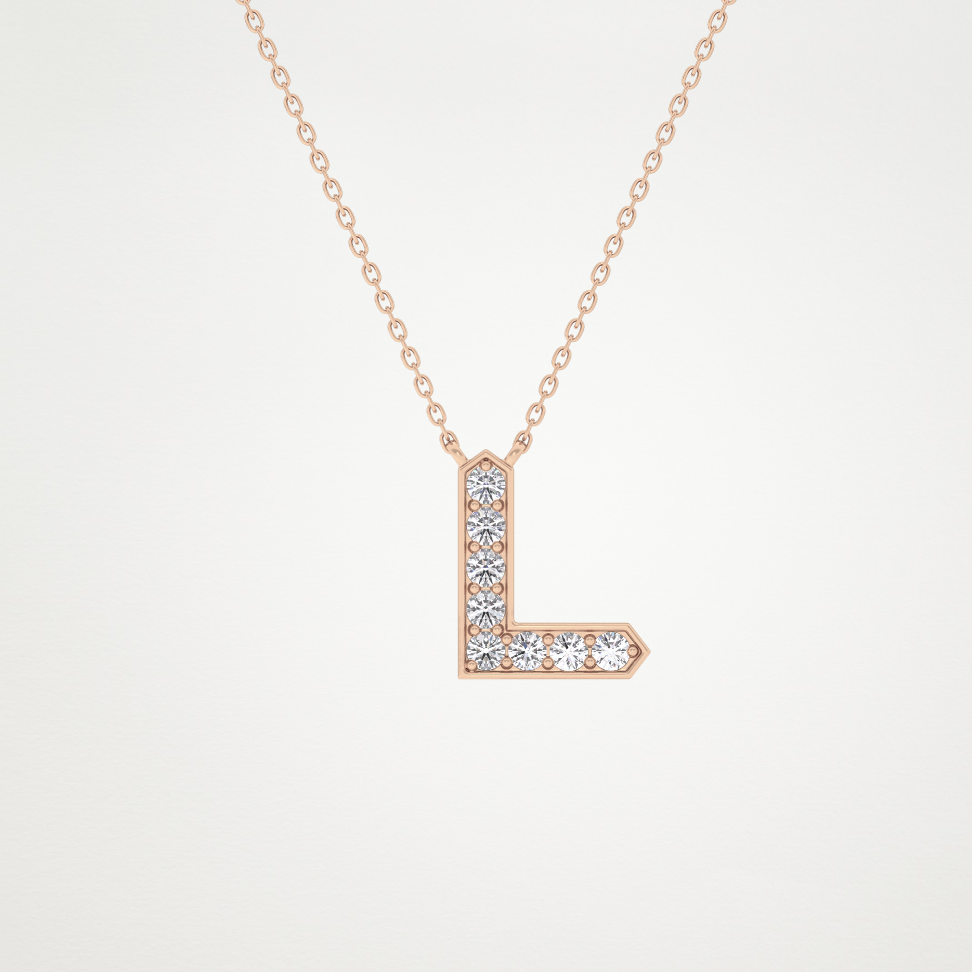 0.24 TCW Round Lab Grown Diamond L Initial Pendant Necklace