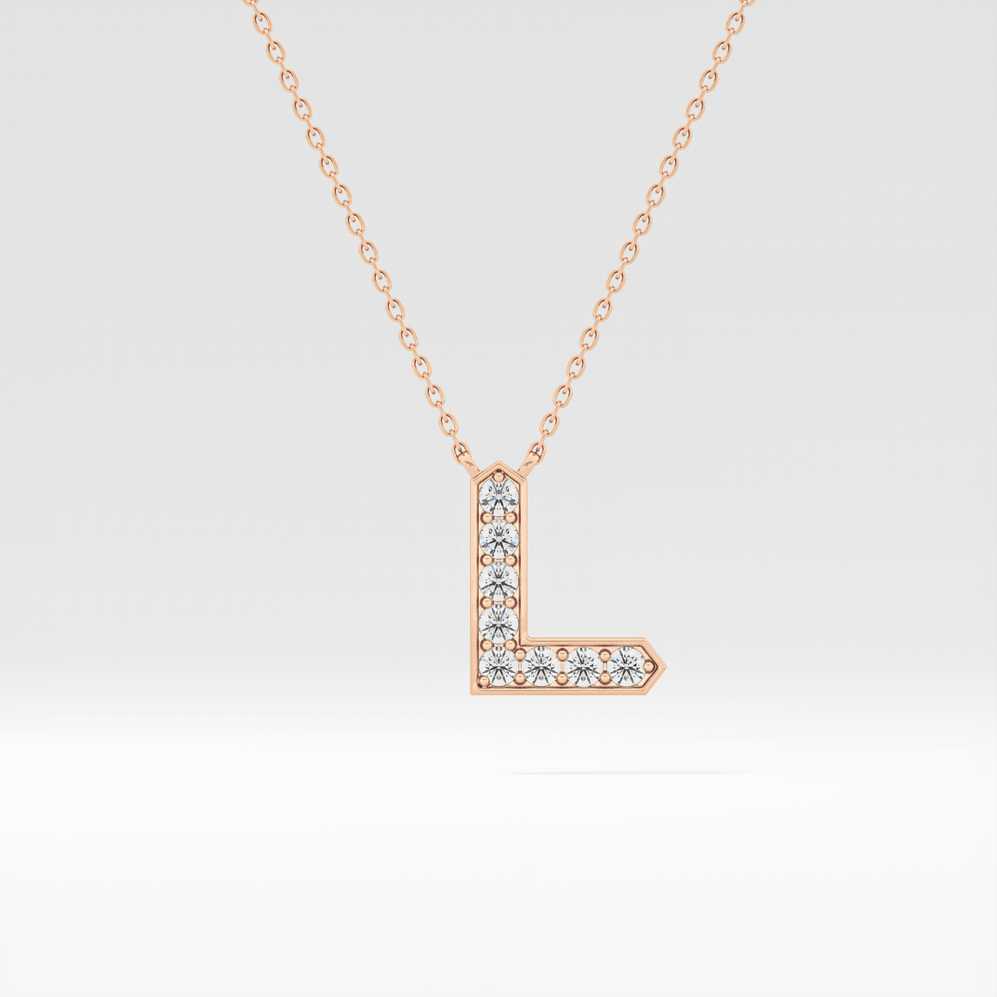 0.24 TCW Round Lab Grown Diamond L Initial Pendant Necklace