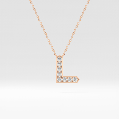 0.24 TCW Round Lab Grown Diamond L Initial Pendant Necklace