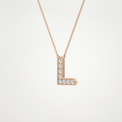 0.24 TCW Round Lab Grown Diamond L Initial Pendant Necklace