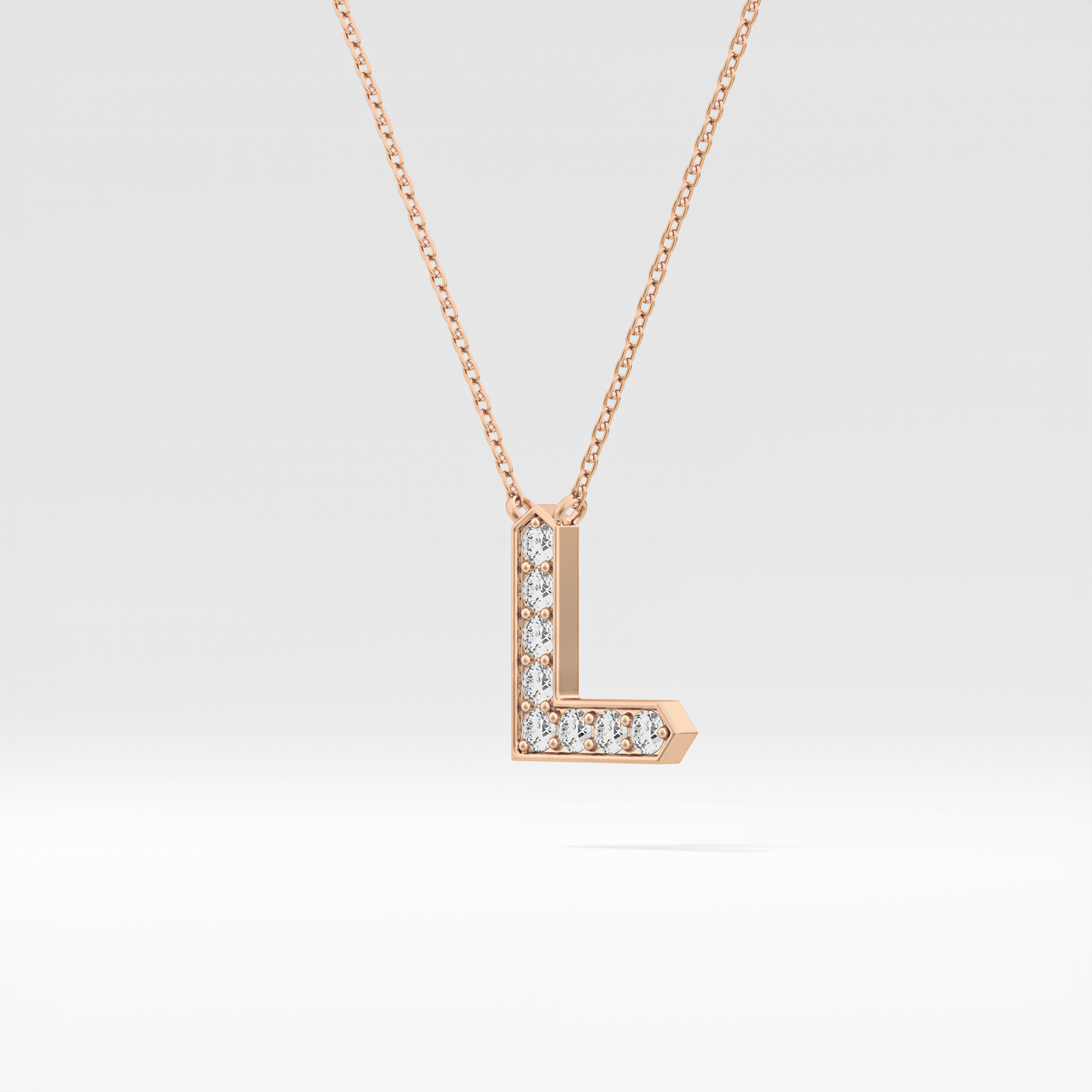 0.24 TCW Round Lab Grown Diamond L Initial Pendant Necklace