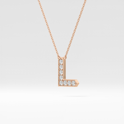 0.24 TCW Round Lab Grown Diamond L Initial Pendant Necklace