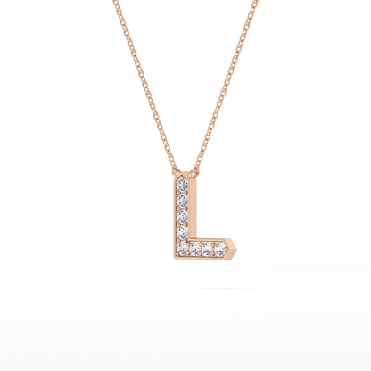0.24 TCW Round Lab Grown Diamond L Initial Pendant Necklace