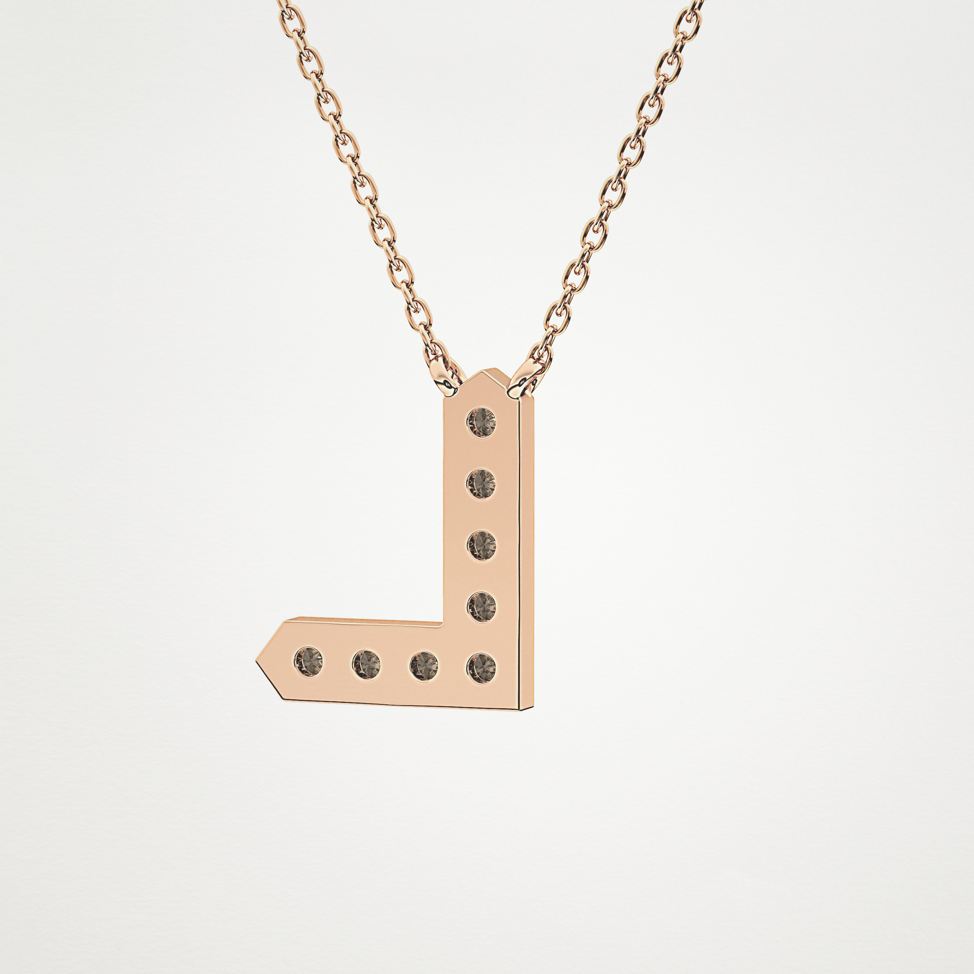 0.24 TCW Round Lab Grown Diamond L Initial Pendant Necklace