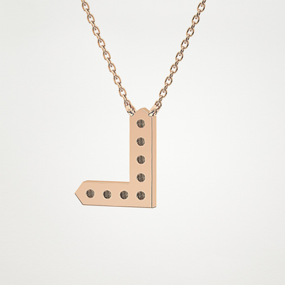 0.24 TCW Round Lab Grown Diamond L Initial Pendant Necklace
