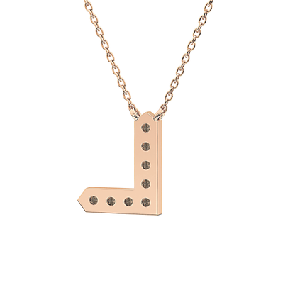 0.24 TCW Round Lab Grown Diamond L Initial Pendant Necklace