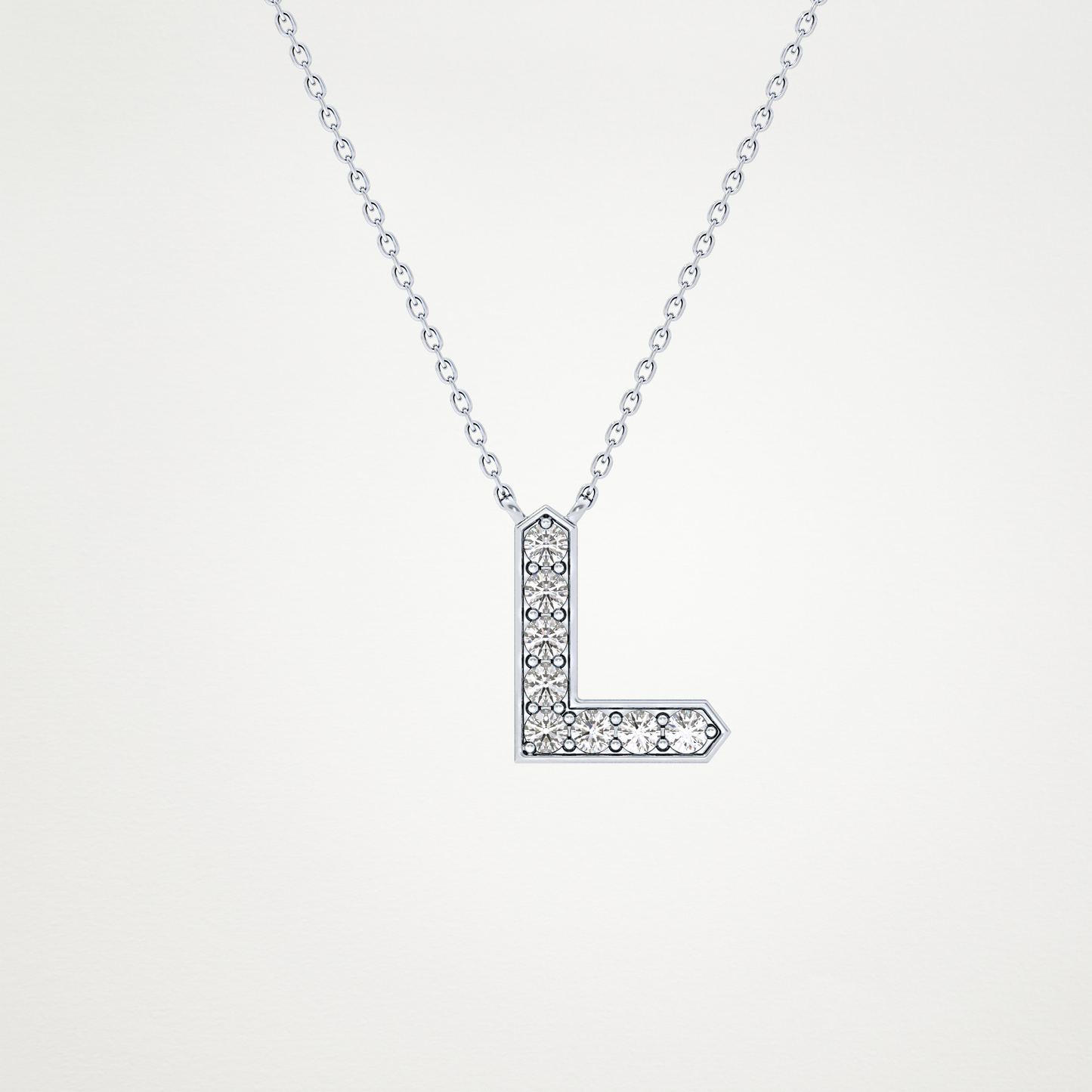 0.24 TCW Round Lab Grown Diamond L Initial Pendant Necklace