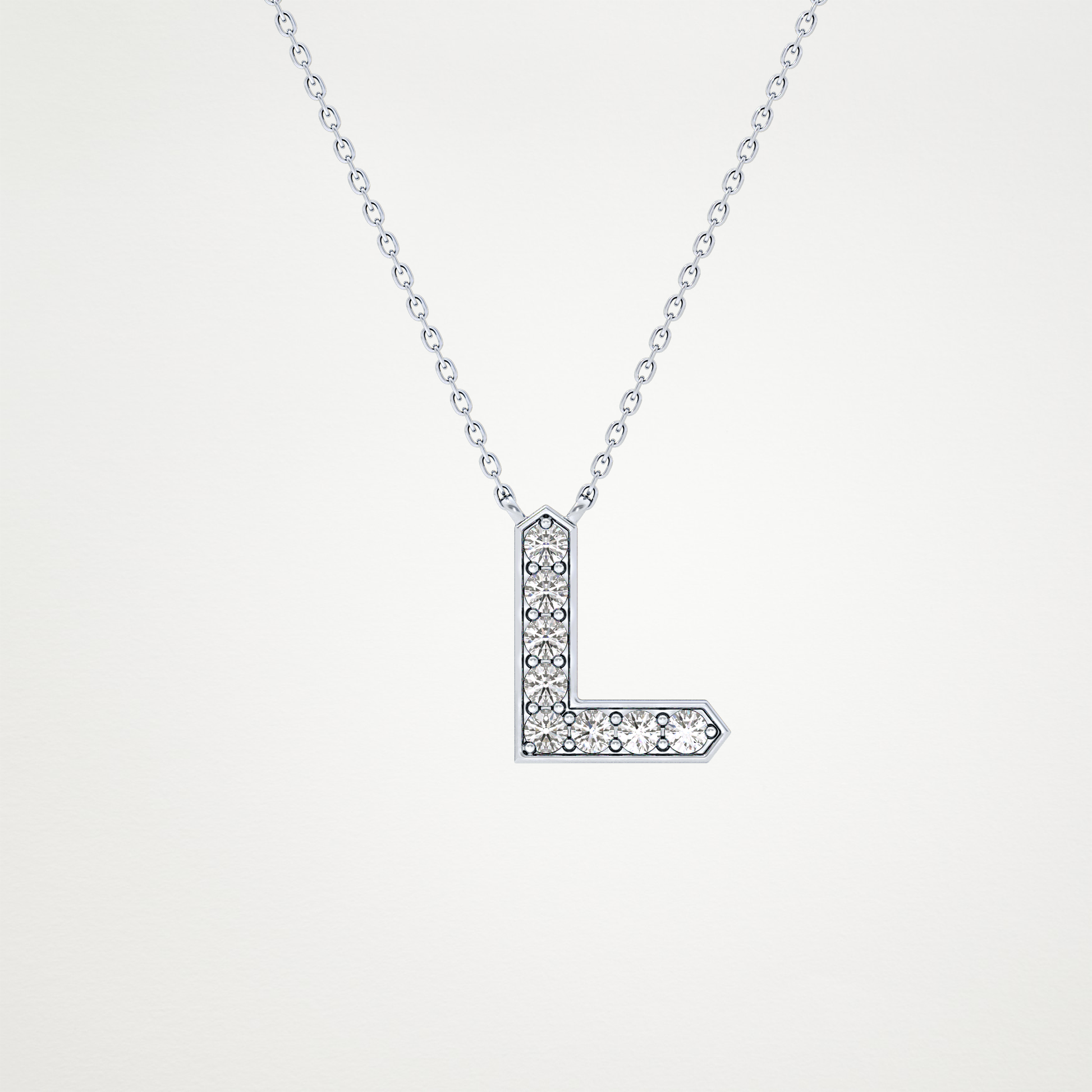 0.24 TCW Round Lab Grown Diamond L Initial Pendant Necklace