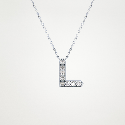 0.24 TCW Round Lab Grown Diamond L Initial Pendant Necklace