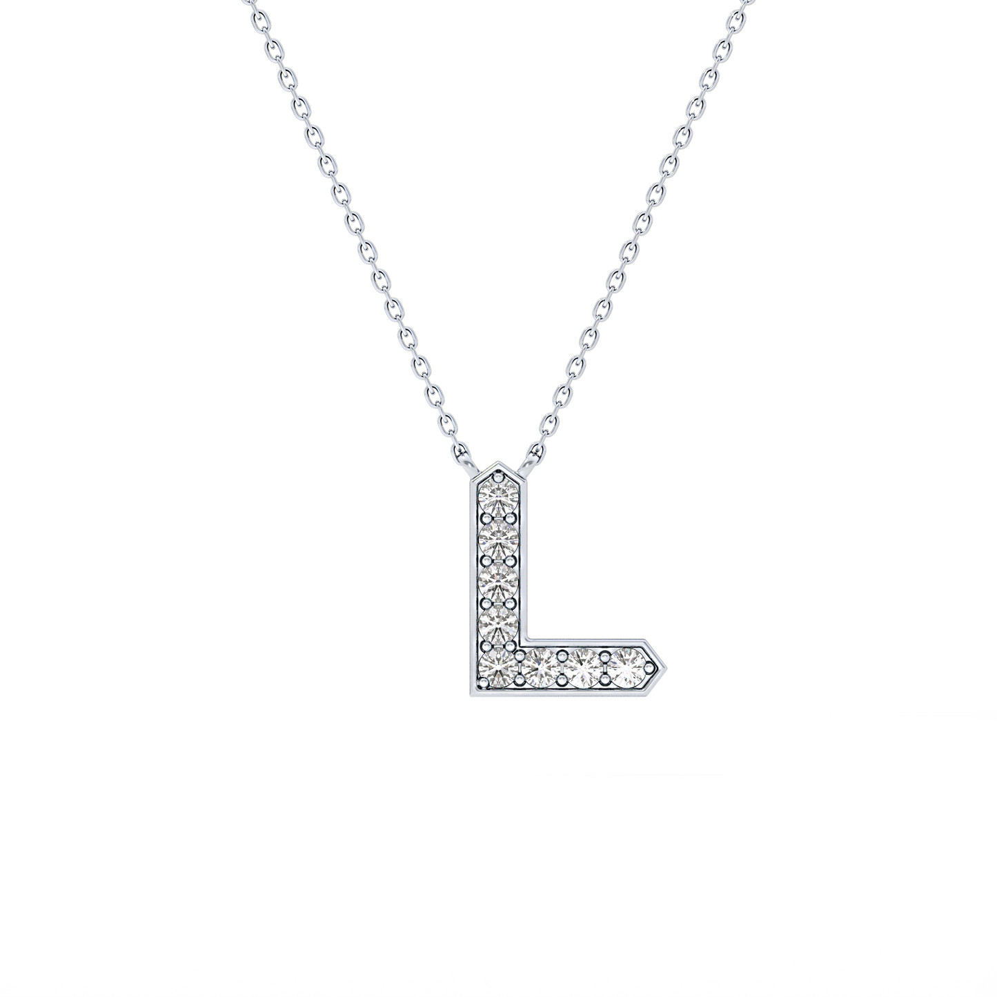 0.24 TCW Round Lab Grown Diamond L Initial Pendant Necklace