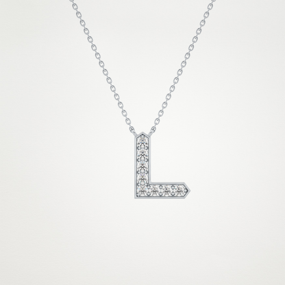 0.24 TCW Round Lab Grown Diamond L Initial Pendant Necklace