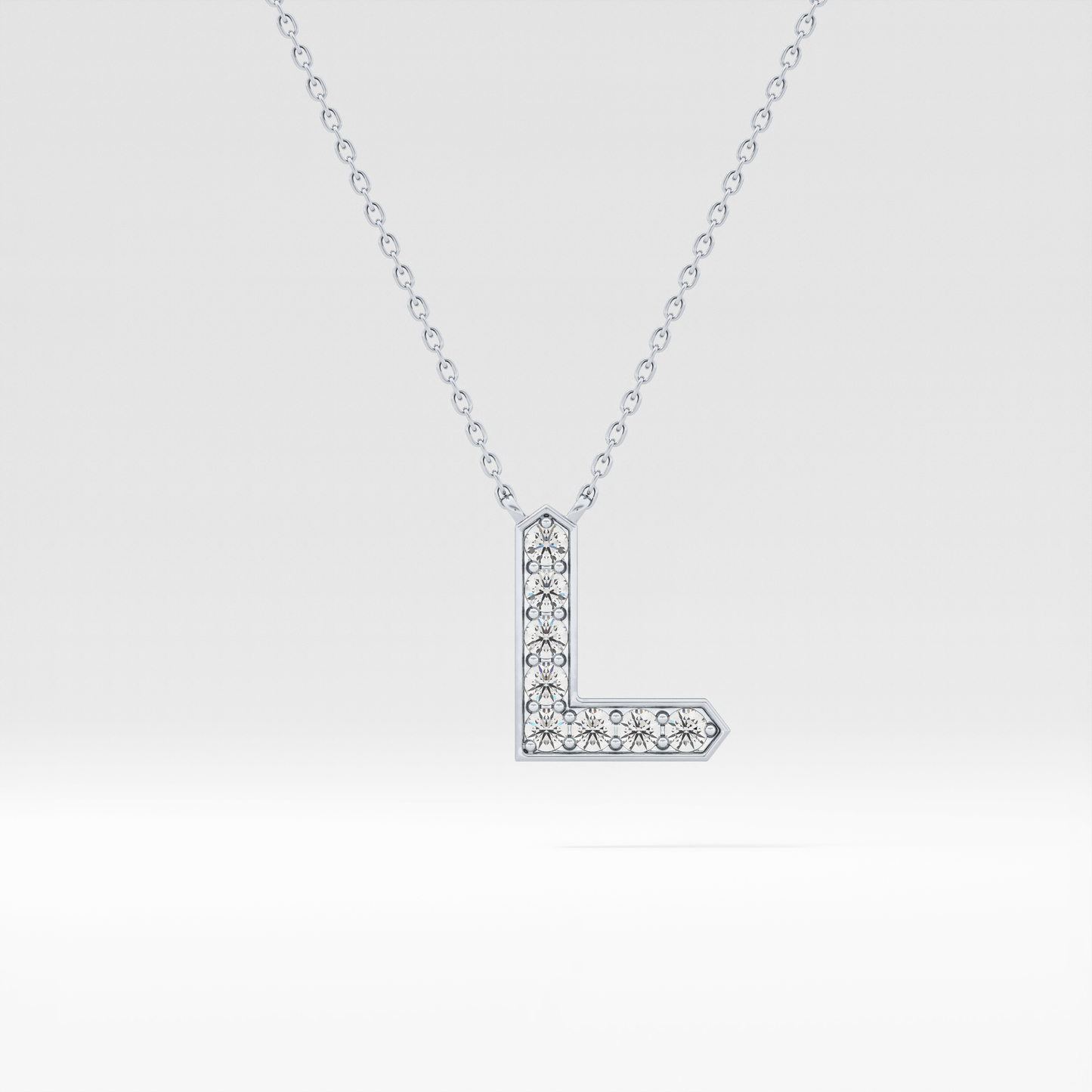 0.24 TCW Round Lab Grown Diamond L Initial Pendant Necklace