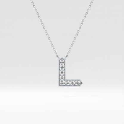 0.24 TCW Round Lab Grown Diamond L Initial Pendant Necklace