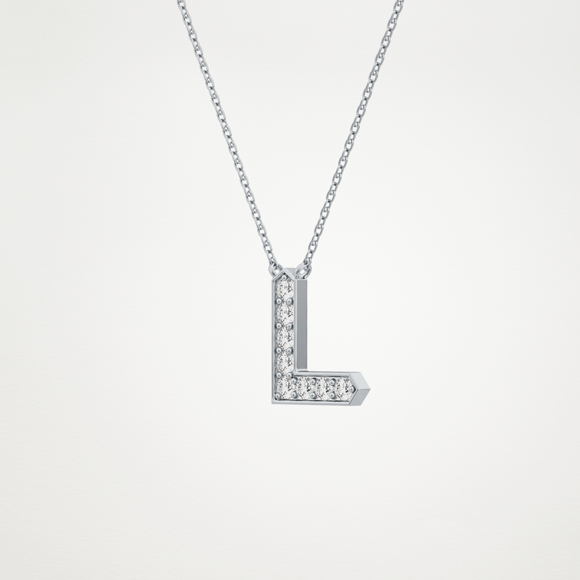 0.24 TCW Round Lab Grown Diamond L Initial Pendant Necklace