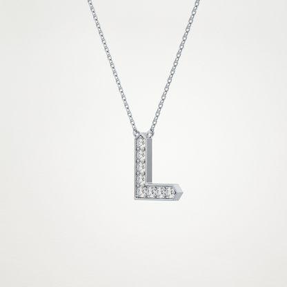 0.24 TCW Round Lab Grown Diamond L Initial Pendant Necklace