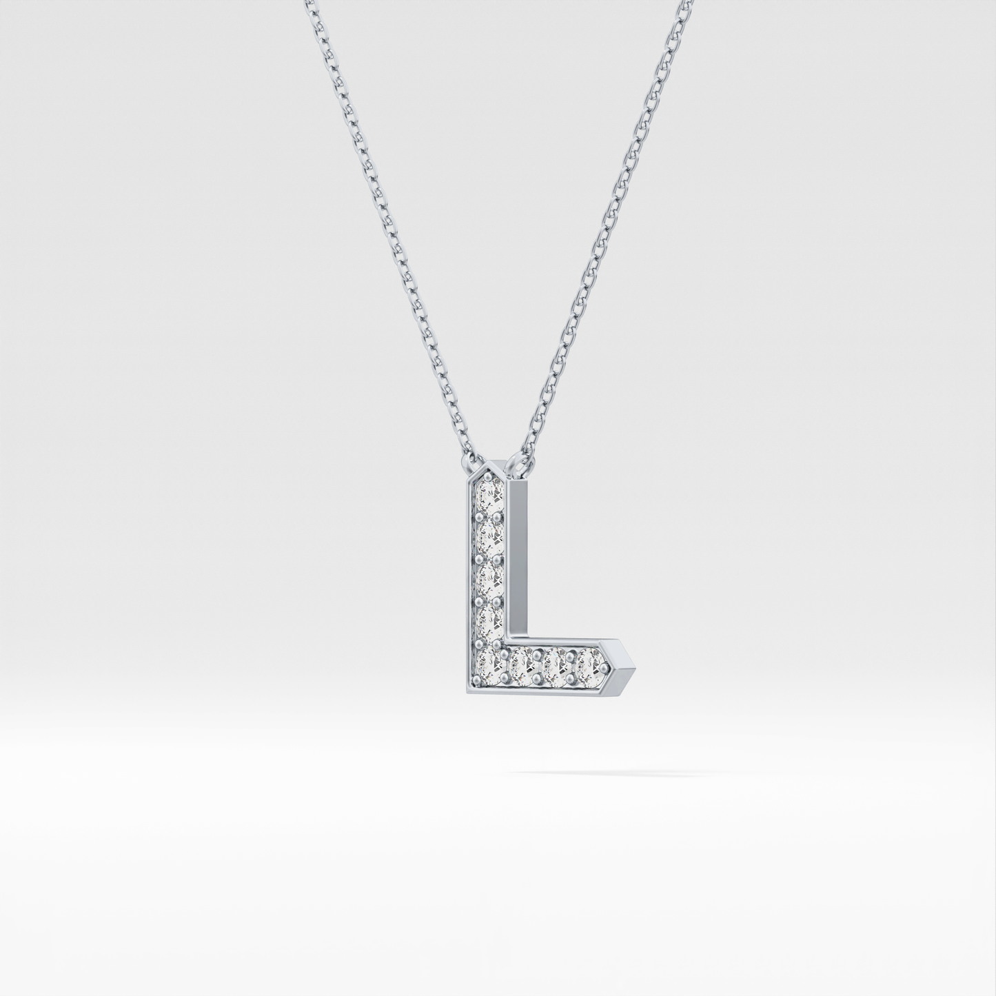 0.24 TCW Round Lab Grown Diamond L Initial Pendant Necklace