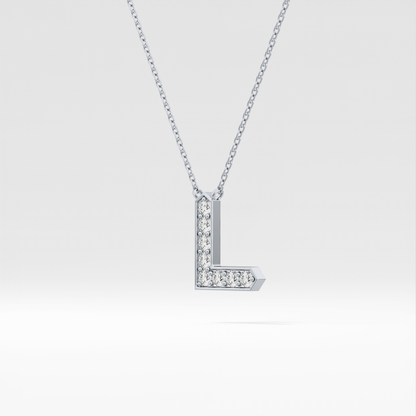 0.24 TCW Round Lab Grown Diamond L Initial Pendant Necklace