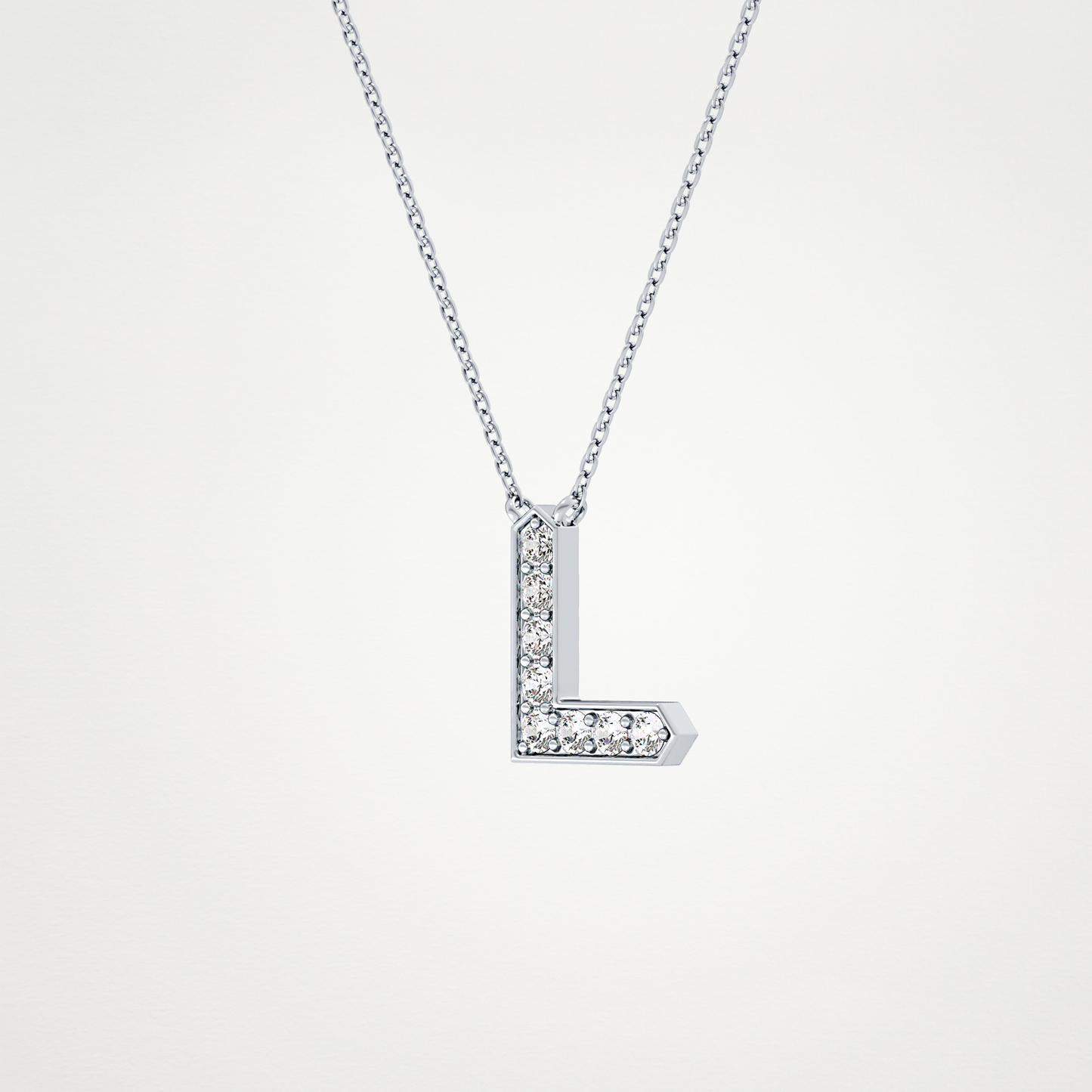 0.24 TCW Round Lab Grown Diamond L Initial Pendant Necklace