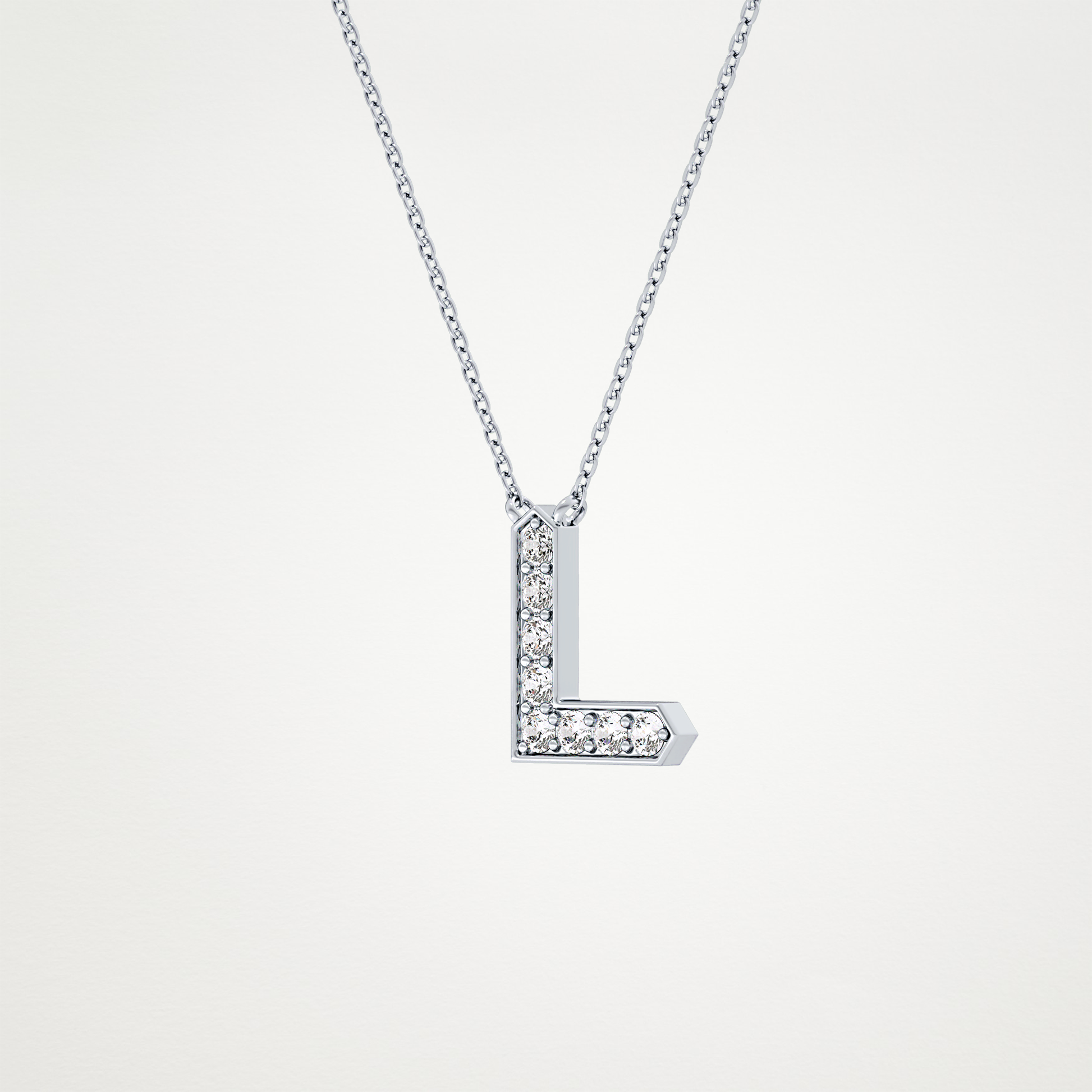 0.24 TCW Round Lab Grown Diamond L Initial Pendant Necklace