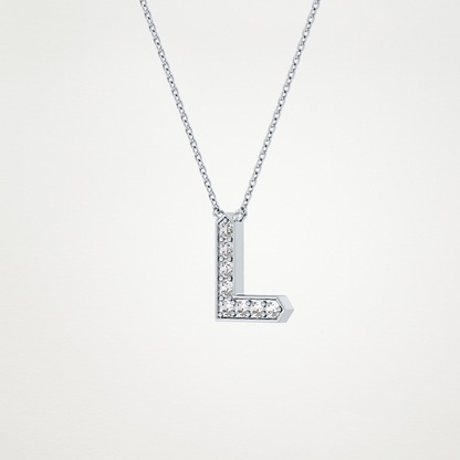 0.24 TCW Round Lab Grown Diamond L Initial Pendant Necklace