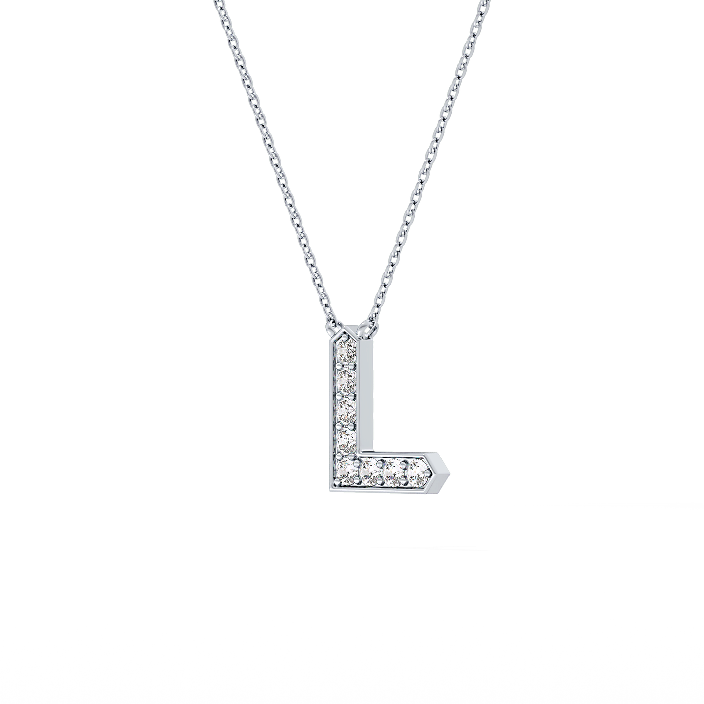 0.24 TCW Round Lab Grown Diamond L Initial Pendant Necklace