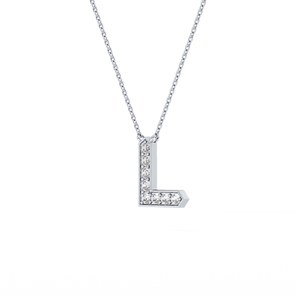0.24 TCW Round Lab Grown Diamond L Initial Pendant Necklace