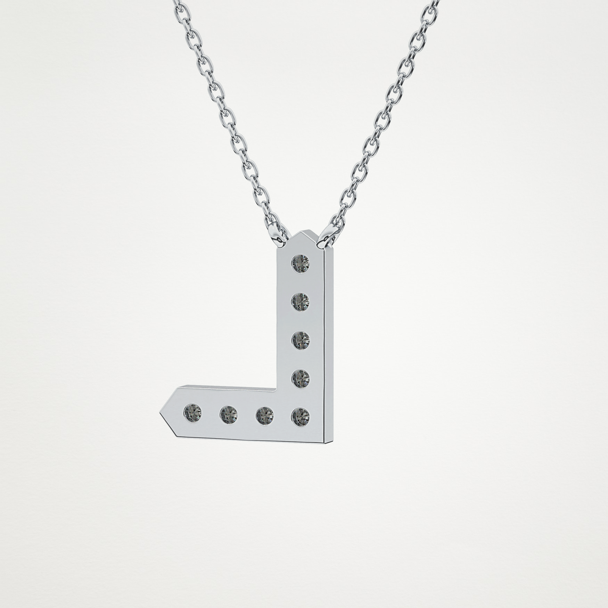 0.24 TCW Round Lab Grown Diamond L Initial Pendant Necklace