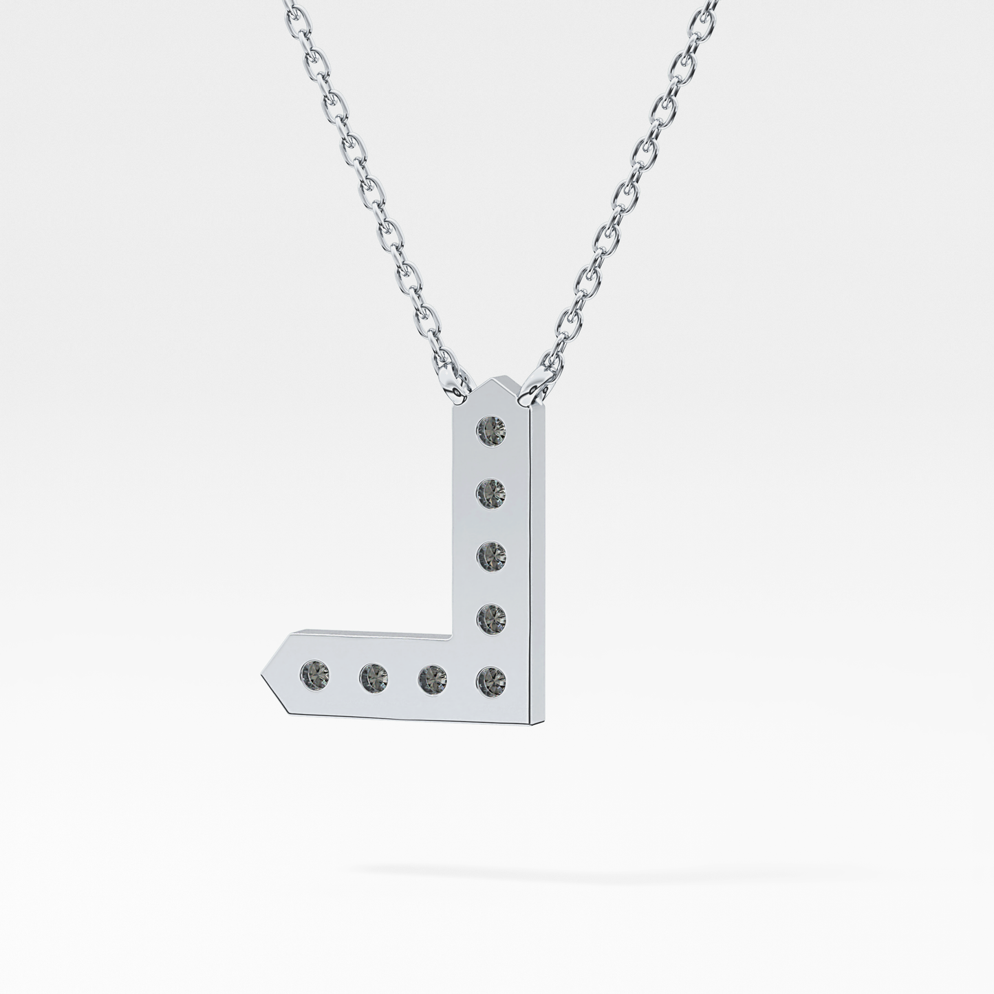 0.24 TCW Round Lab Grown Diamond L Initial Pendant Necklace