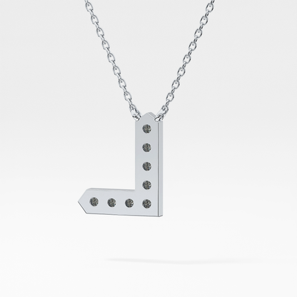 0.24 TCW Round Lab Grown Diamond L Initial Pendant Necklace